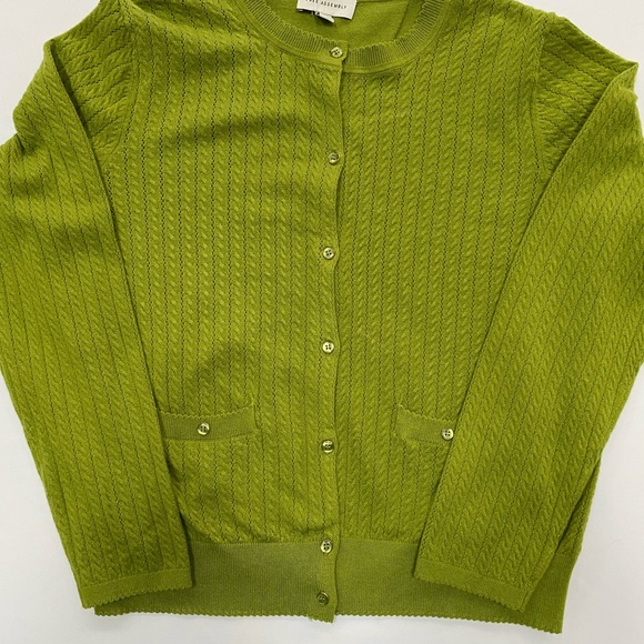 Free Assembly Sweaters - 🌿 Free Assembly Lime Pointelle Cable Cardigan XL